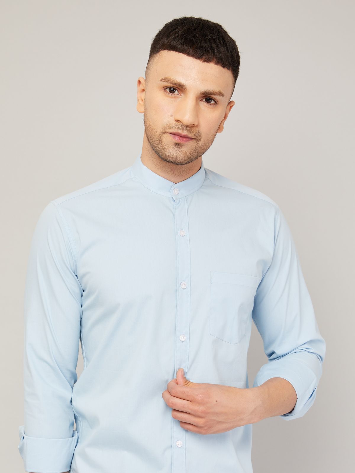 Mandarin collar shirt